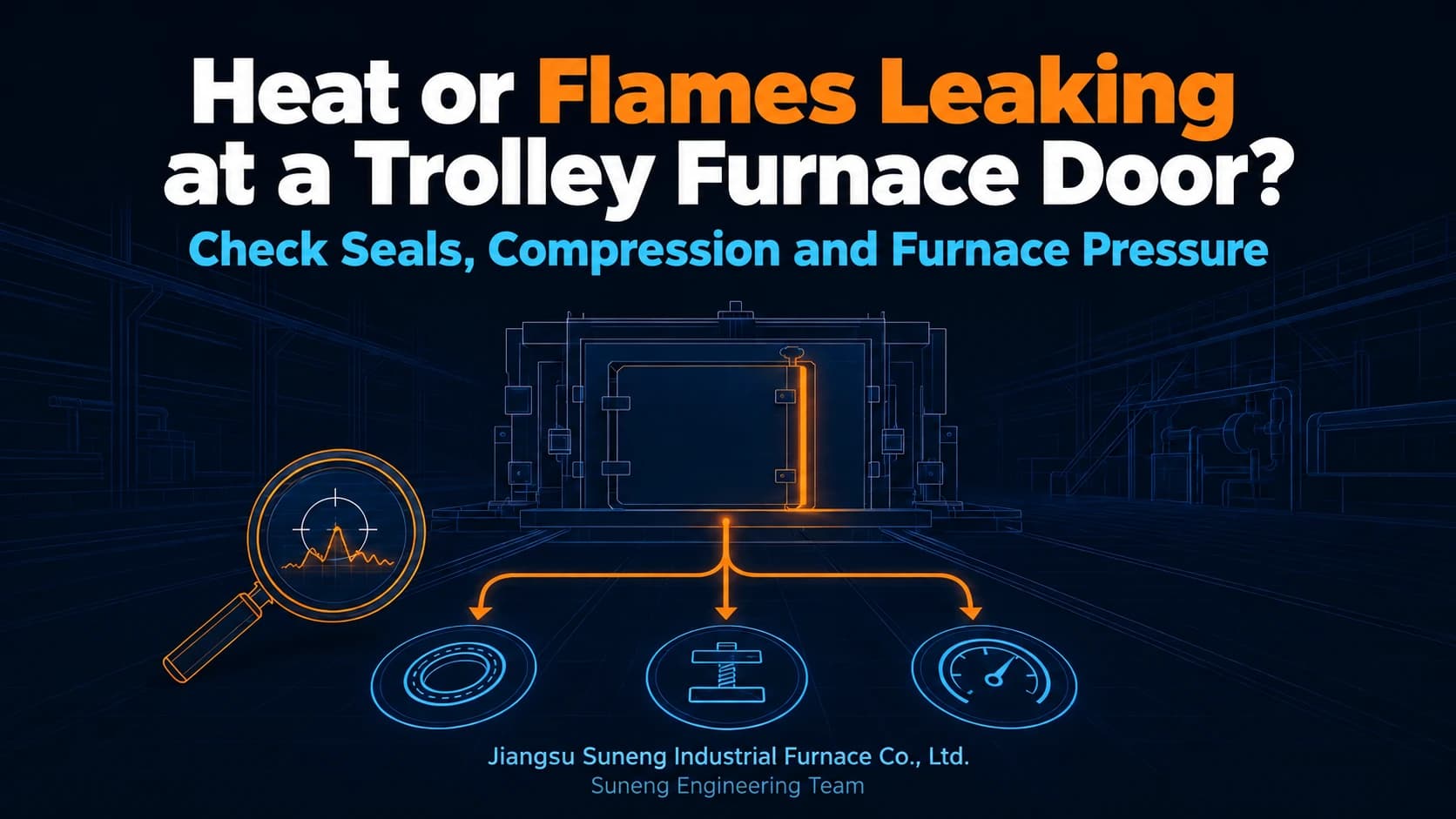 Heat or Flames Leaking at a Trolley Furnace Door? Check Seals, Compression and Furnace Pressure