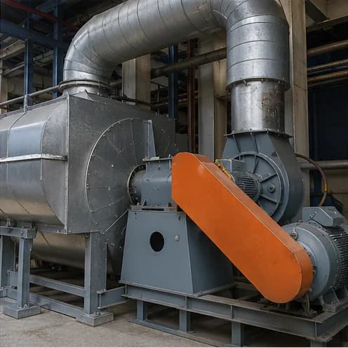 Furnace exhaust and circulation fans and drives
