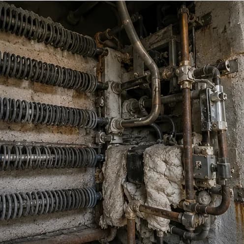 Furnace heating elements and combustion-system piping