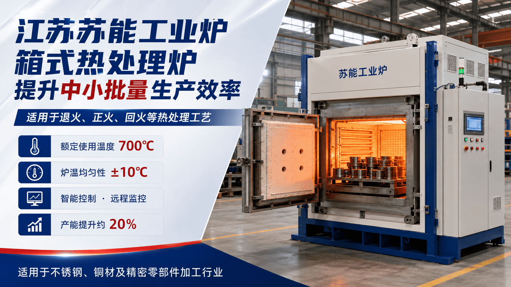 江苏苏能工业炉箱式热处理炉提升中小批量生产效率