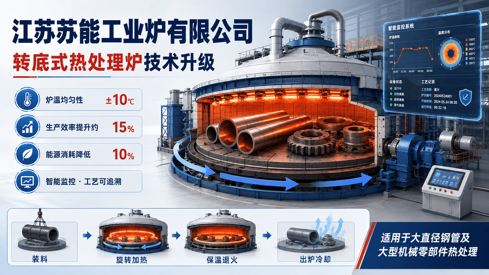 江苏苏能工业炉转底式热处理炉技术升级及应用案例