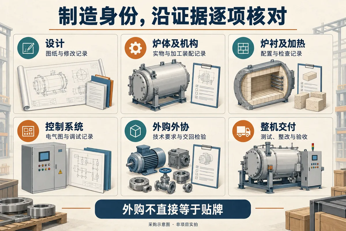 制造身份要将图纸、实物和过程记录对应到实际承担方;示意不证明任何企业的自产比例。